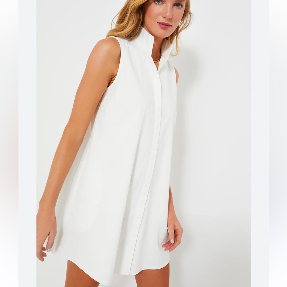 Tuckernuck White Sleeveless Mini Shirt Dress
